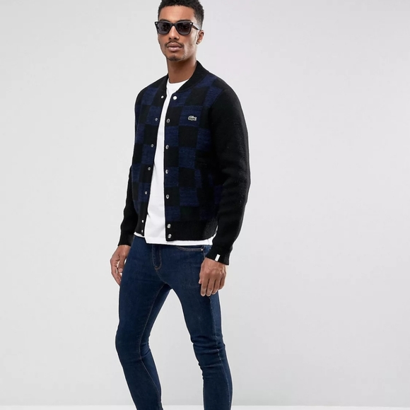 LACOSTE LIVE check wool knit jacket - Picture 2 of 13